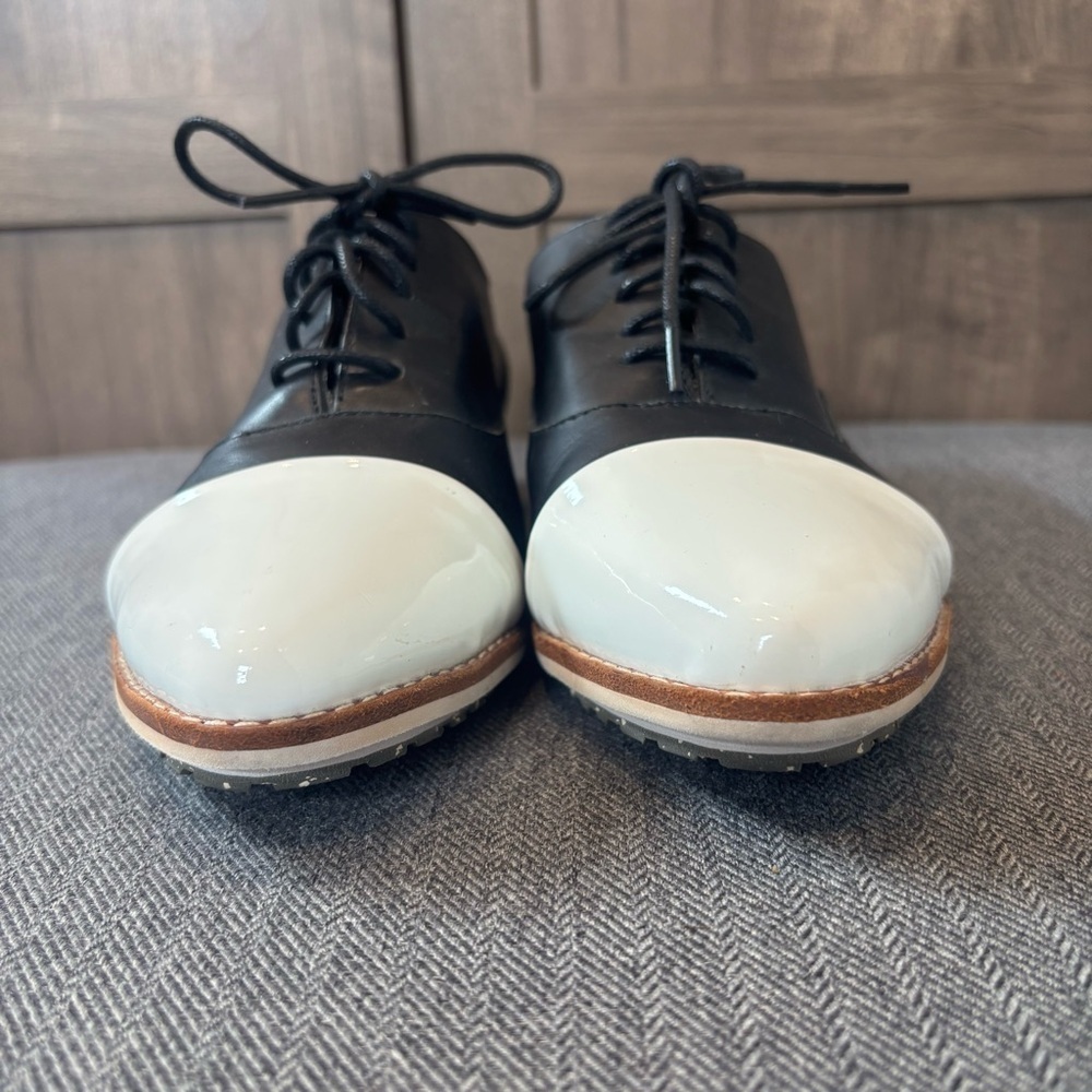 Rollie Women’s 6 Madison Oxford Derby Shoes Lace Up Black White - Picture 6 of 14